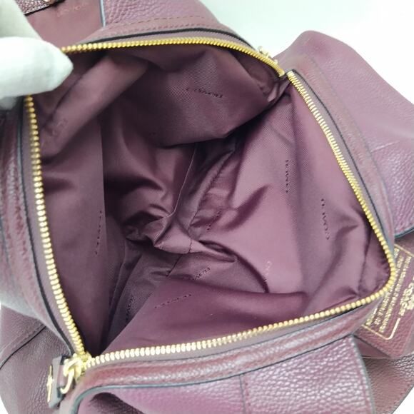 Coach Edie Purple Pebbled Leather Turnlock Chain Strap Shoulder Bag - Picture 10 of 16
